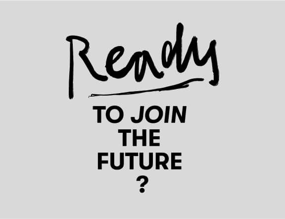 graphic in handwriting saying "ready to join the future"