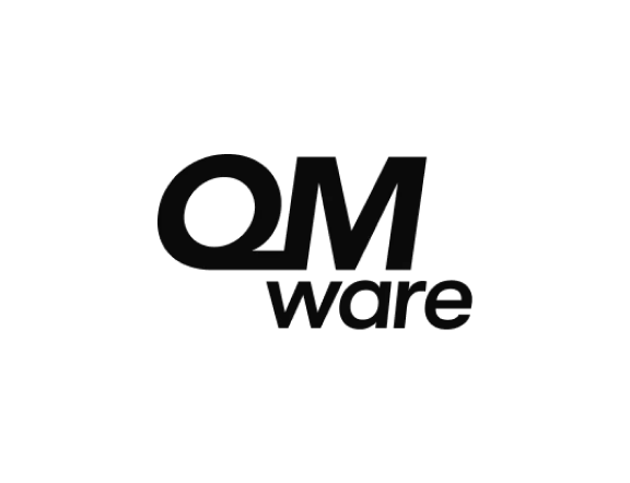 Logo of QMware, a quantum computing company with a private cloud: Showing the Name in black letters, with "Q" and M in capital letters and "ware" in lowercase letters